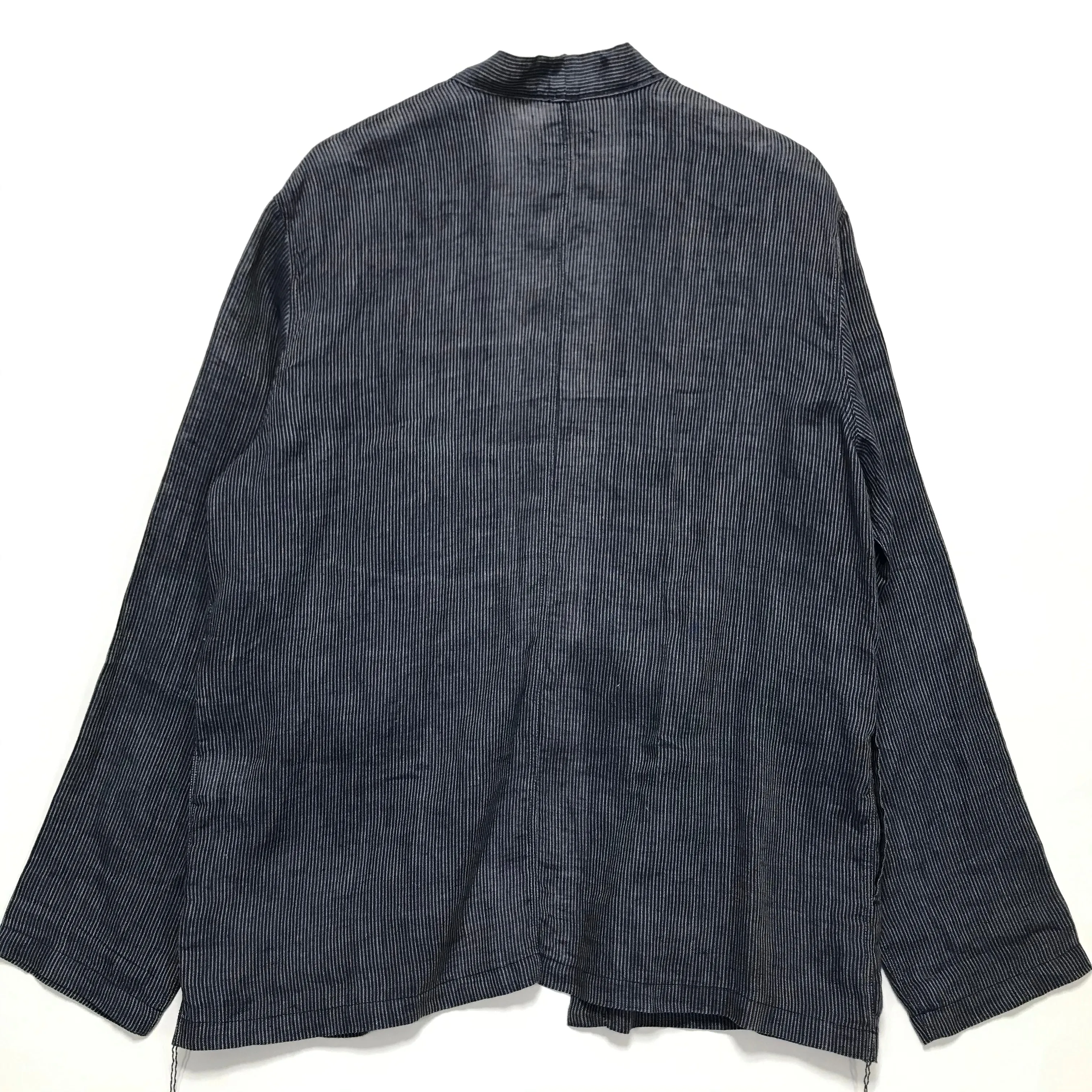 [L] Kapital Kakashi Linen Indigo Hickory Stripe