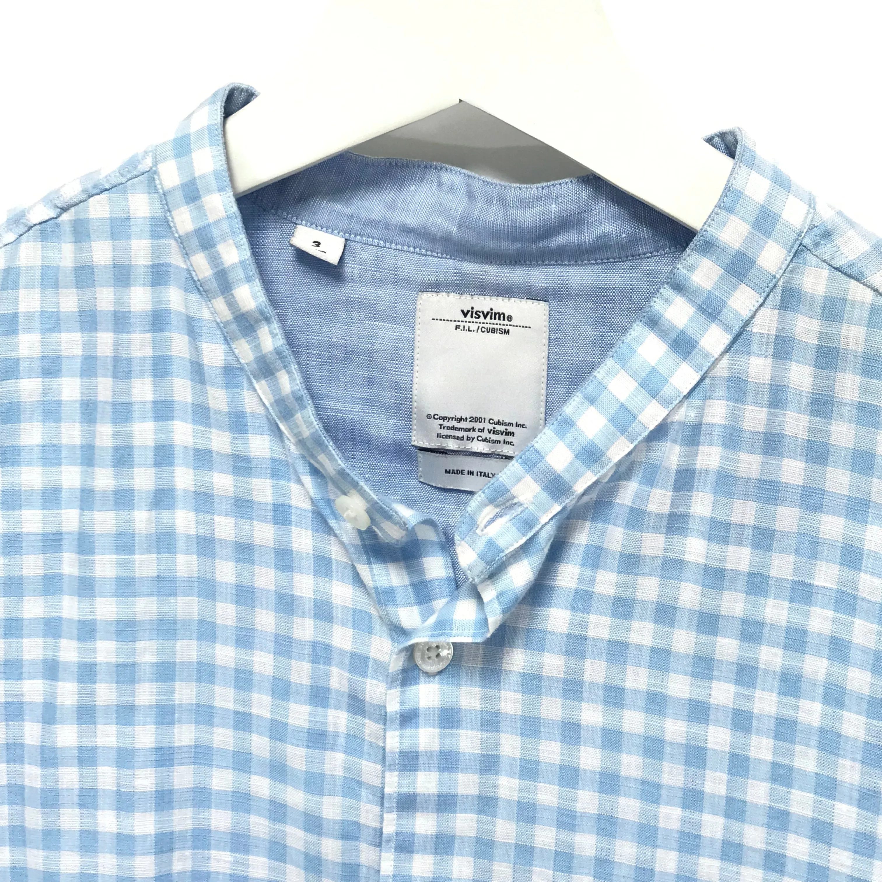 [L] Visvim Ingall Band Collar L/S Shirt IT (Italy) Blue
