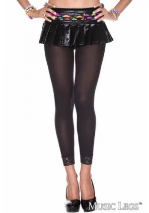 Lace Trim Leggings Black