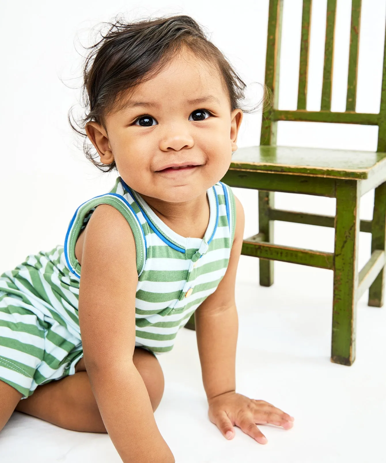 Lachlan Romper, Mist Stripe
