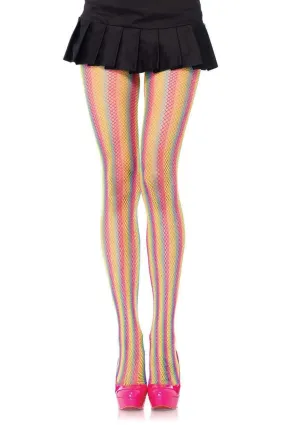 Leg Avenue Rainbow Striped Fishnet Tights 9970