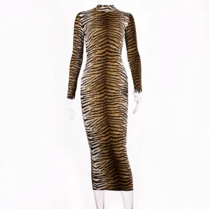 Leopard Print Long Sleeve Slim Sexy Dress