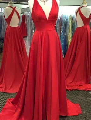Long Sexy Slit Red Prom Dress
