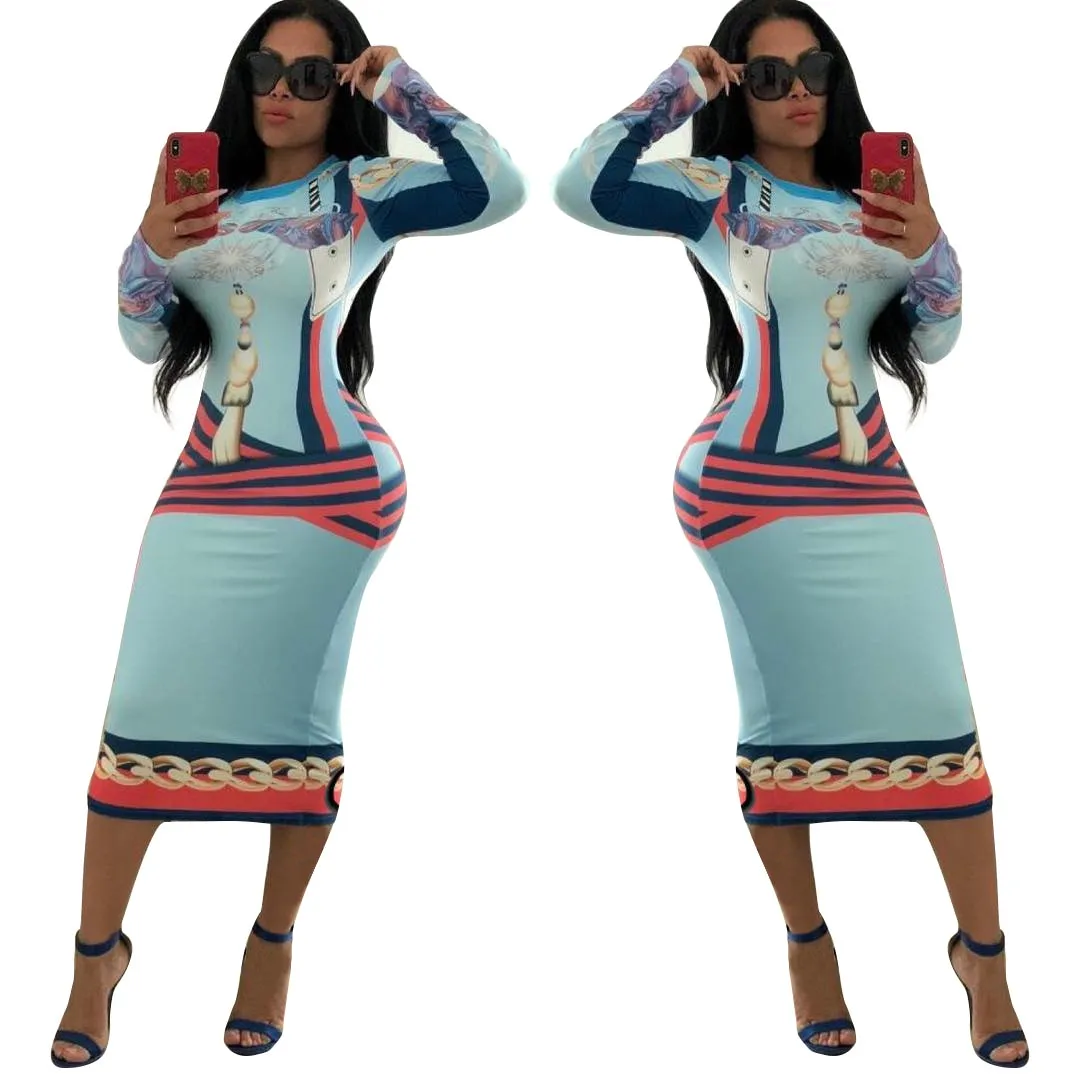 Long Sleeve Knee-Length Dresses