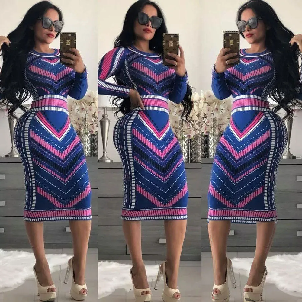 Long Sleeve Knee-Length Dresses