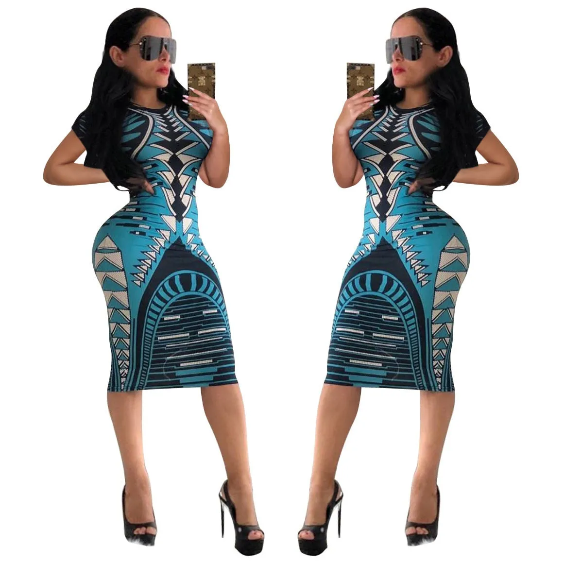 Long Sleeve Knee-Length Dresses