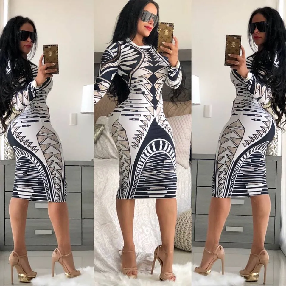 Long Sleeve Knee-Length Dresses