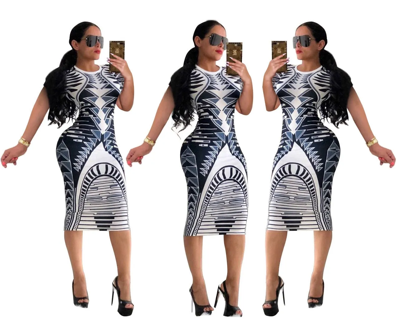 Long Sleeve Knee-Length Dresses