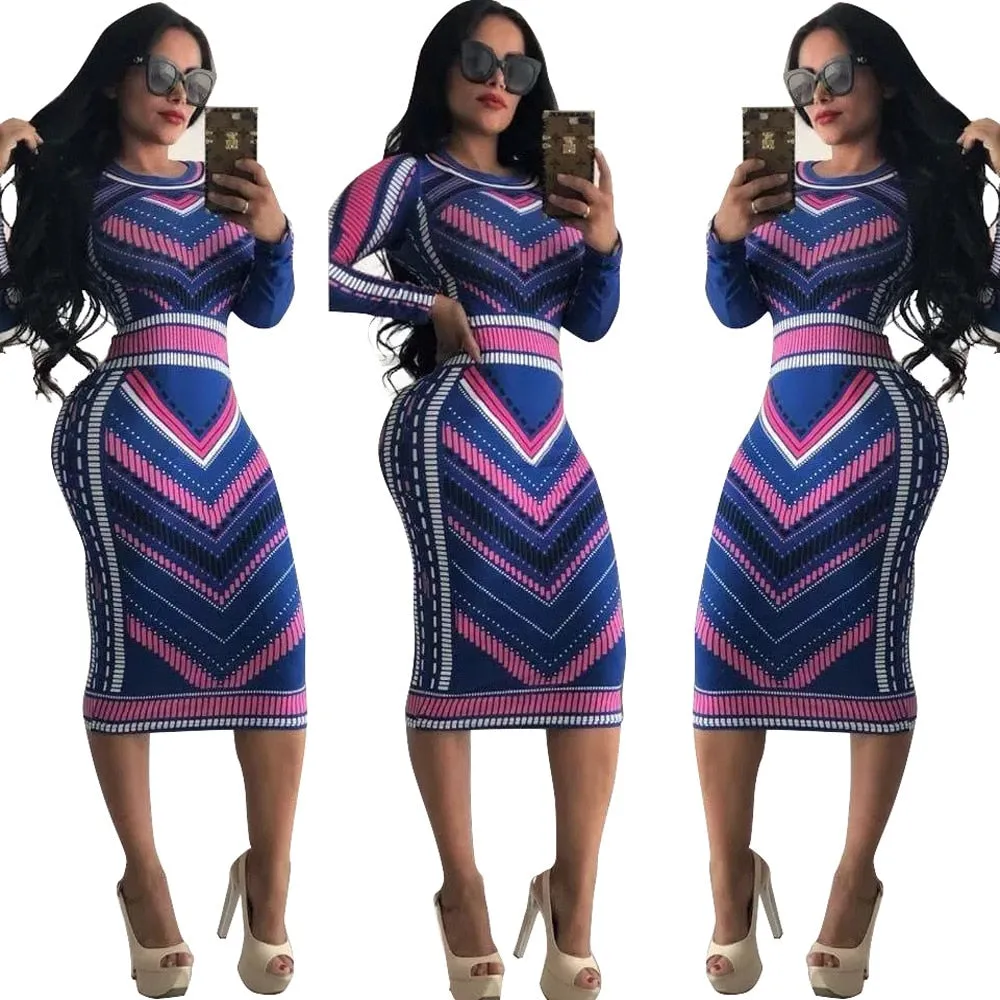 Long Sleeve Knee-Length Dresses