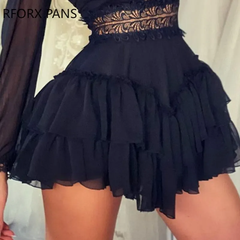 Long Sleeve Solid Stitching Lace Mini Dress