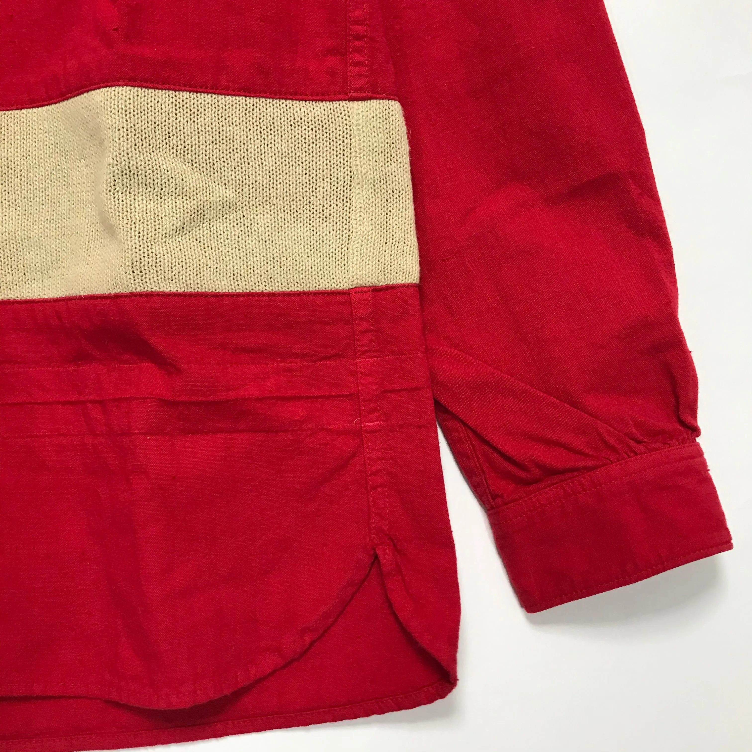 [M] Visvim 16AW LONG RIDER SHIRT KNIT BORDER L/S (OVERDYED) Red