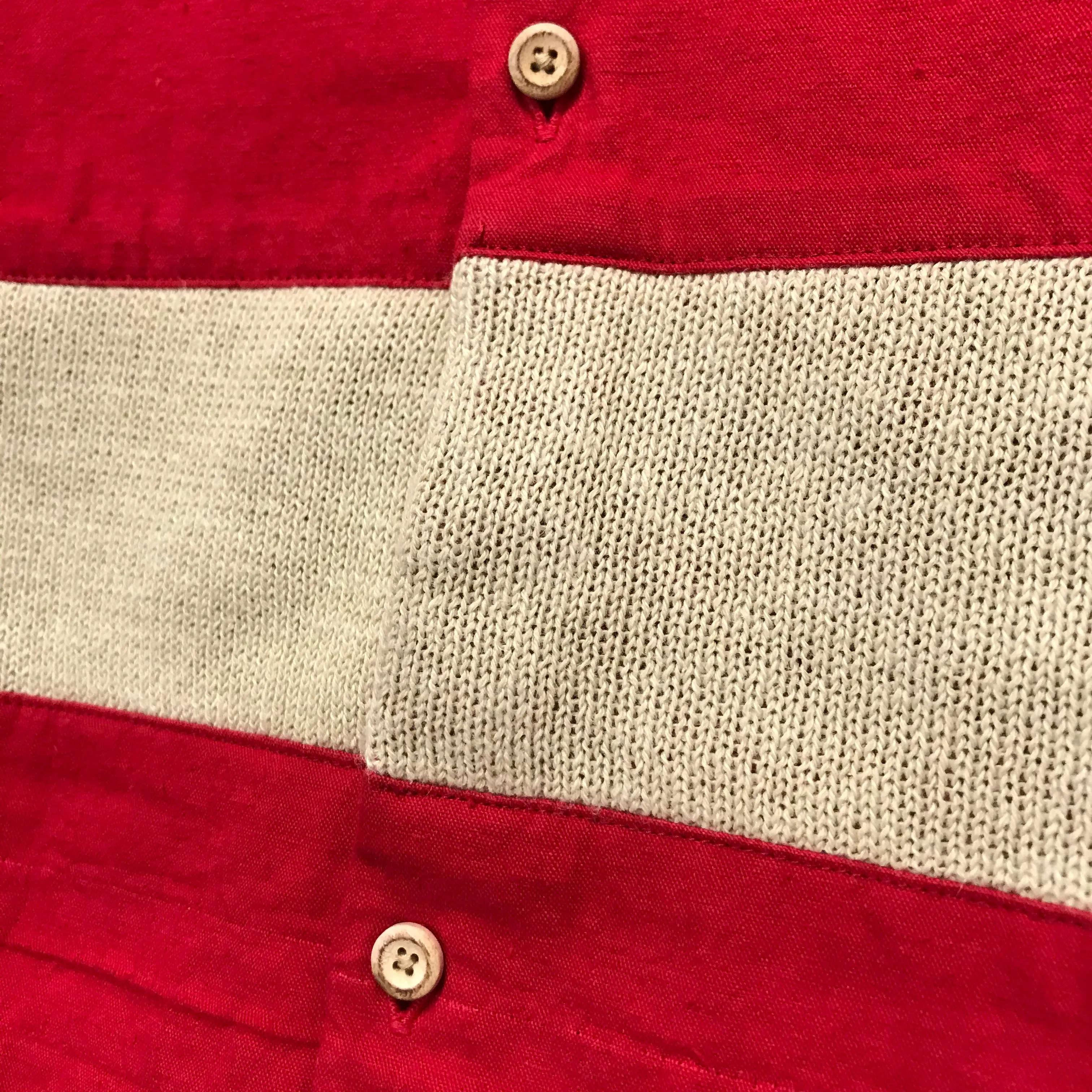 [M] Visvim 16AW LONG RIDER SHIRT KNIT BORDER L/S (OVERDYED) Red