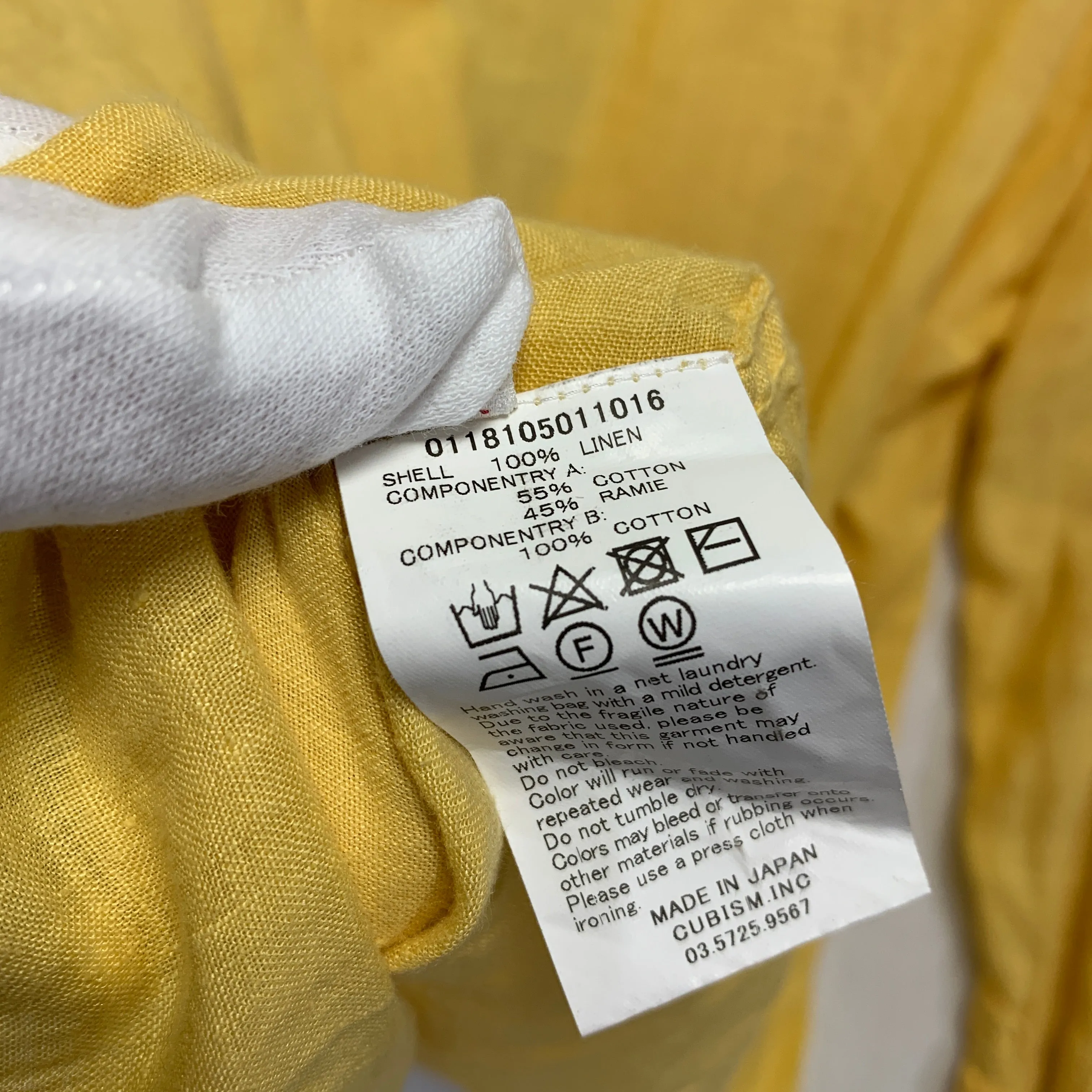 [M] VISVIM 18SS Lhamo Shirt Linen Yellow