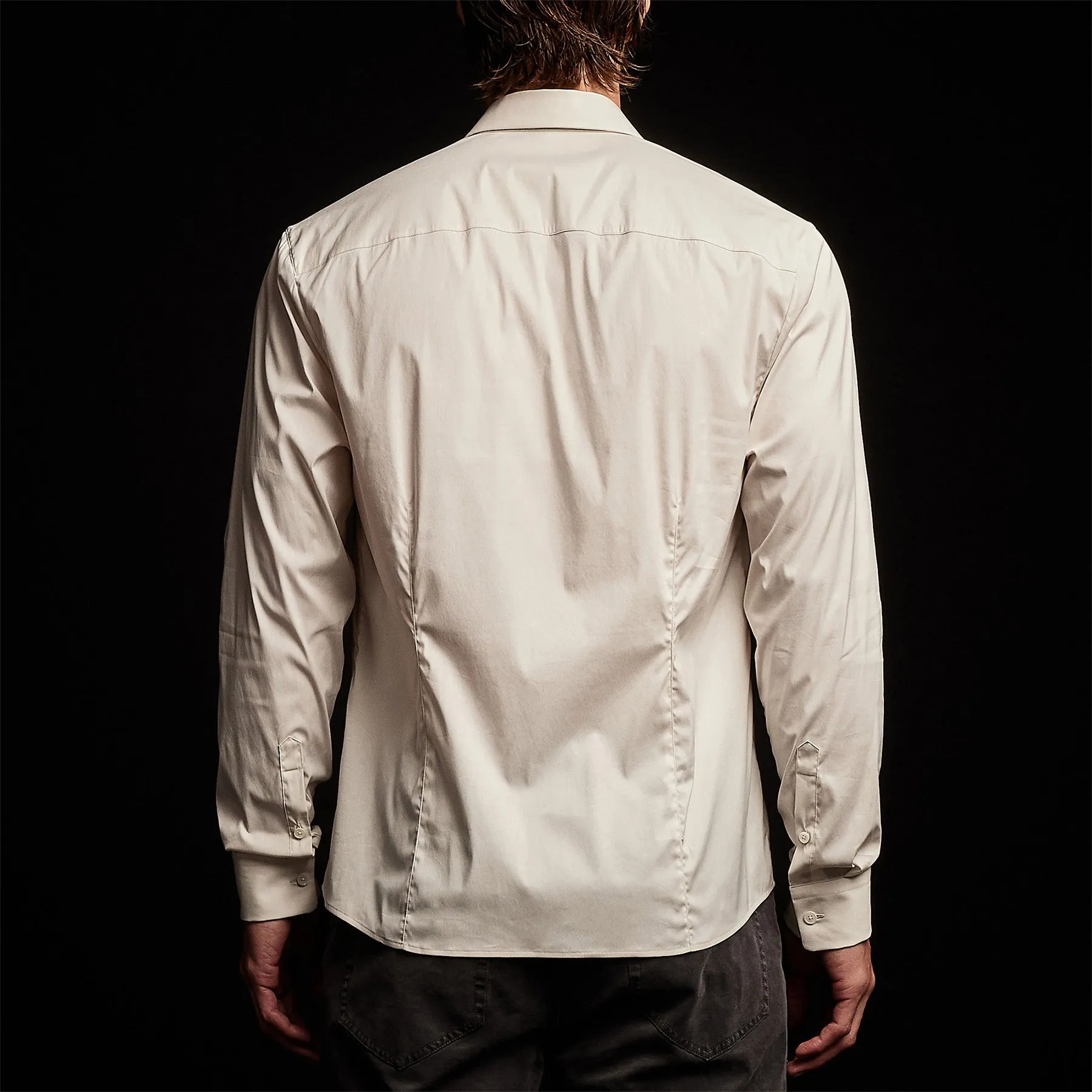 Matte Stretch Poplin Dress Shirt - Sand