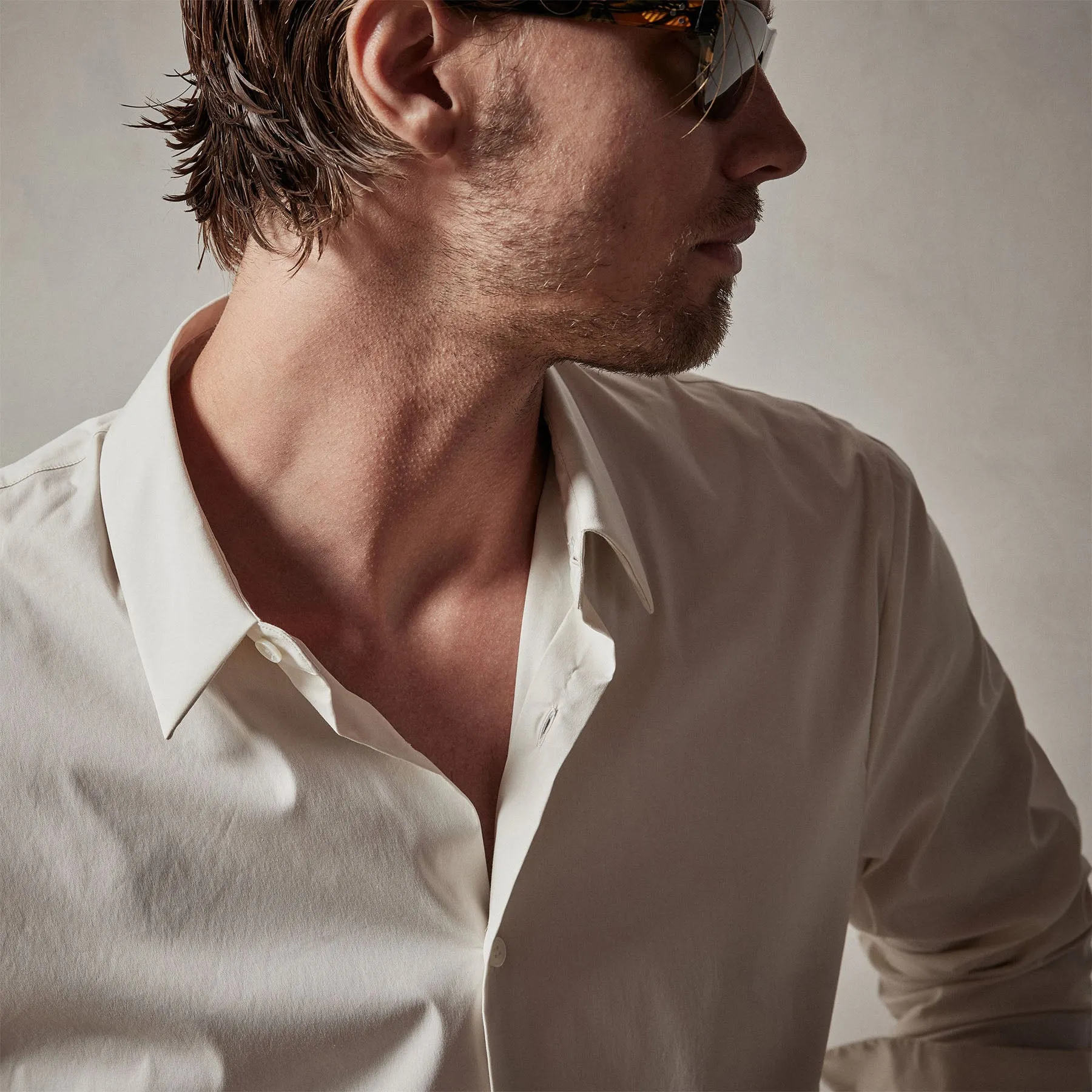 Matte Stretch Poplin Dress Shirt - Sand