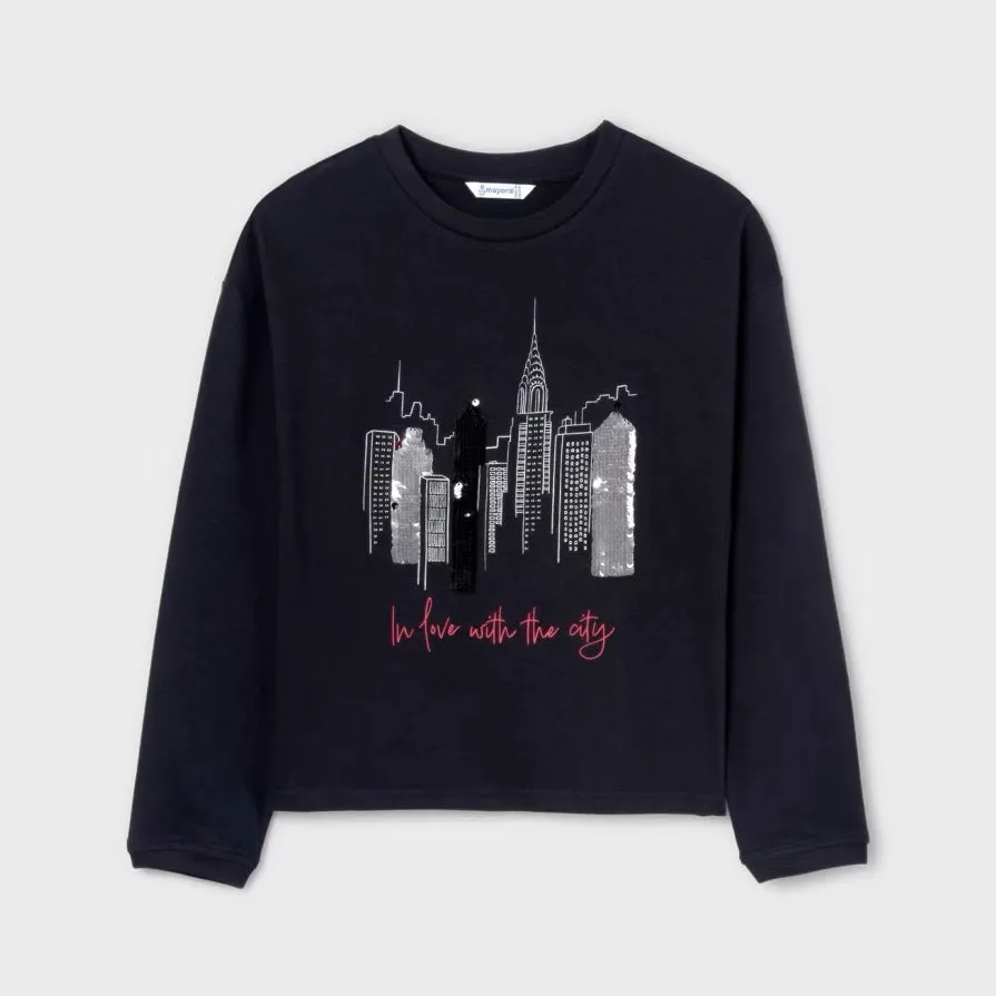 Mayoral Older Girls City Love T-Shirt 7016 Black