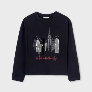 Mayoral Older Girls City Love T-Shirt 7016 Black