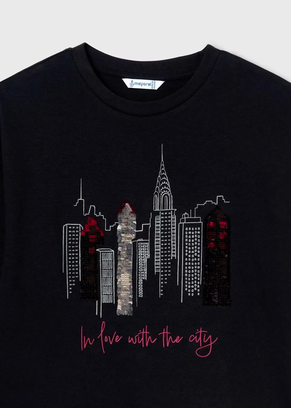 Mayoral Older Girls City Love T-Shirt 7016 Black