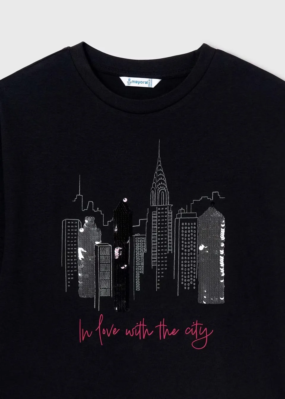 Mayoral Older Girls City Love T-Shirt 7016 Black