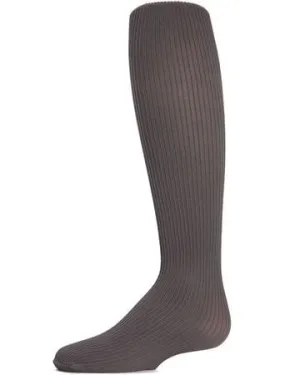 Memoi Girls Ribbed Opaque Tights - Charcoal MK-209