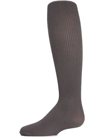 Memoi Girls Ribbed Opaque Tights - Charcoal MK-209