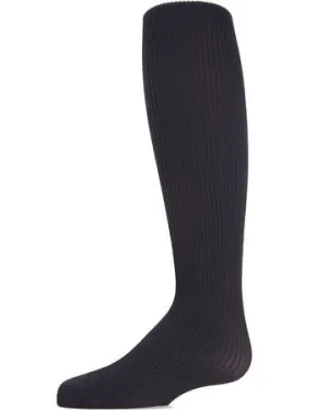 Memoi Girls Ribbed Opaque Tights - Navy MK-209