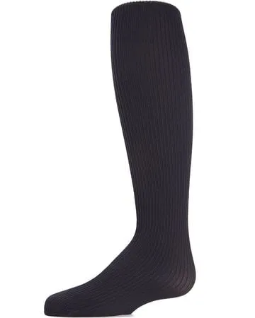 Memoi Girls Ribbed Opaque Tights - Navy MK-209