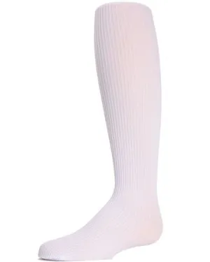 Memoi Girls Ribbed Opaque Tights - White MK-209