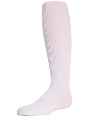 Memoi Girls Ribbed Opaque Tights - Winter White MK-209