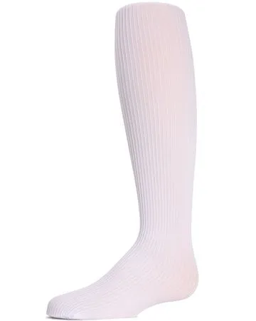 Memoi Girls Ribbed Opaque Tights - Winter White MK-209