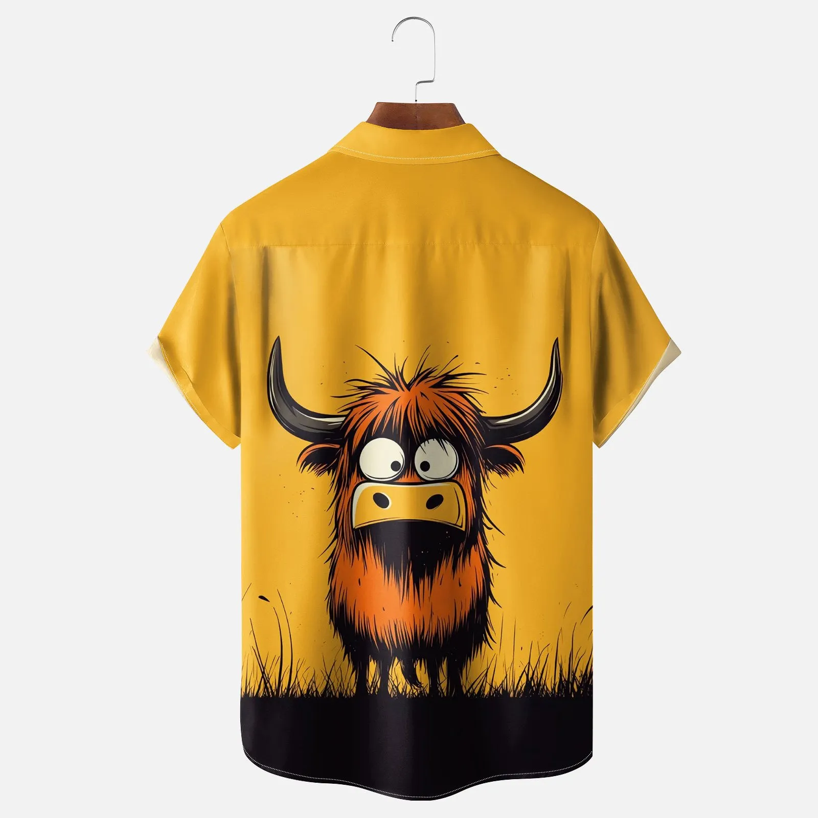 Men's Art Animal Cow Casual Short Sleeve Shirt