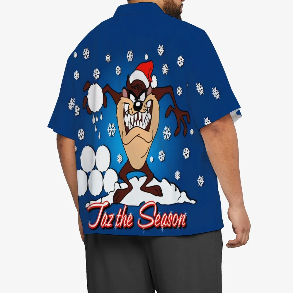 Men's Classic Christmas Snowflake Cartoon Big Mouth Monster Short Sleeve Shirt 2412007800