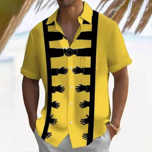 Men's Resort Style Contrast Print Casual Short Sleeve Shirt
