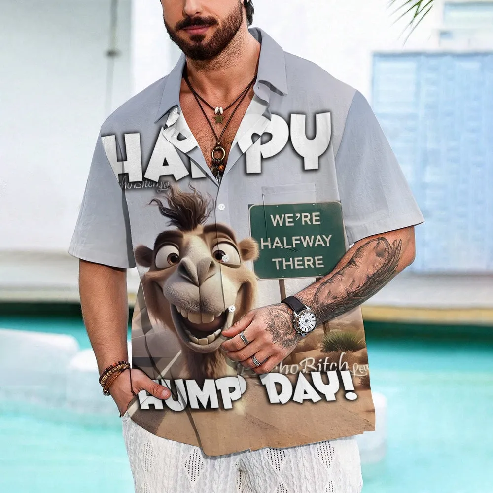 Men's Retro Art Hump Day Carpe Diem Printing Short Sleeve Shirt 2501004650