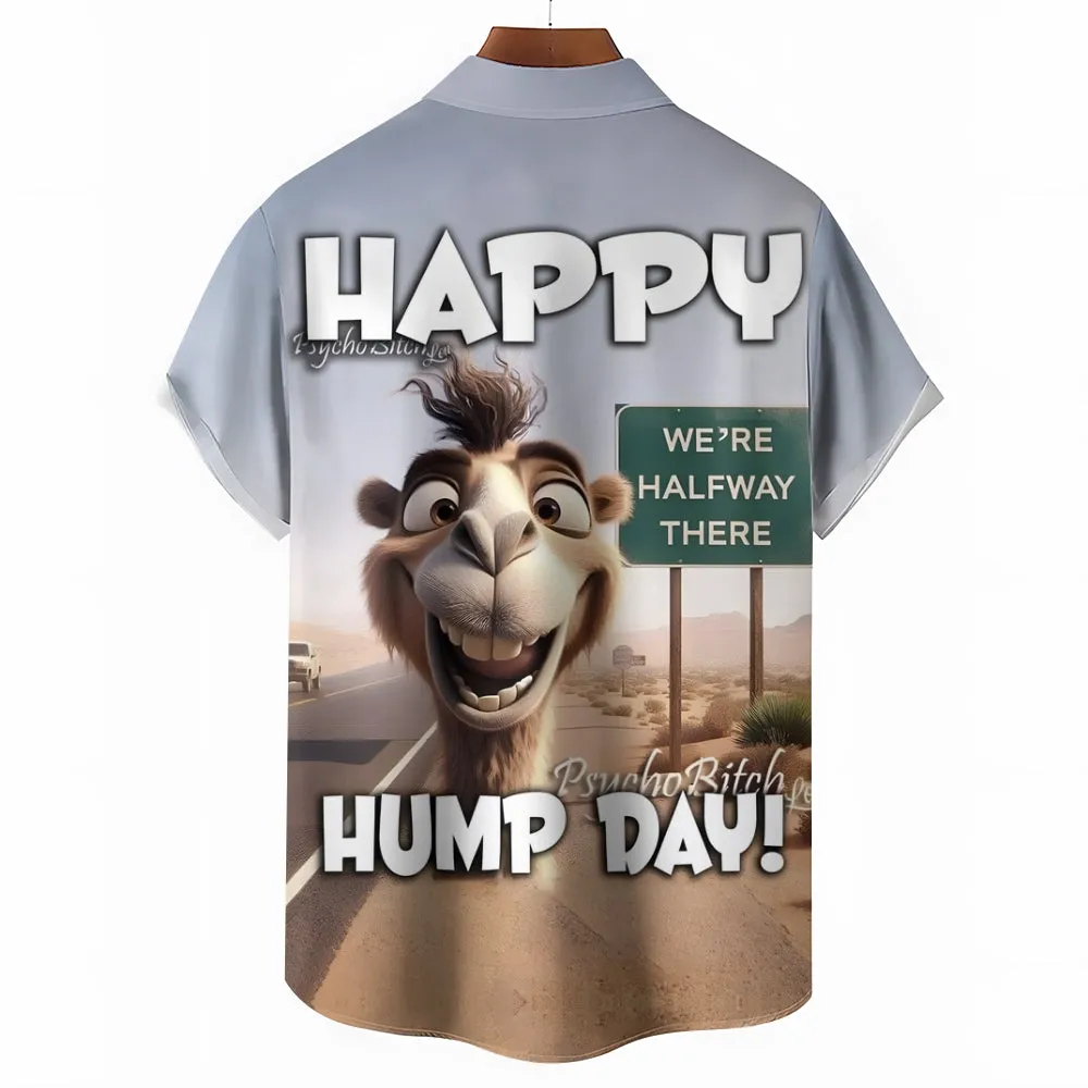 Men's Retro Art Hump Day Carpe Diem Printing Short Sleeve Shirt 2501004650