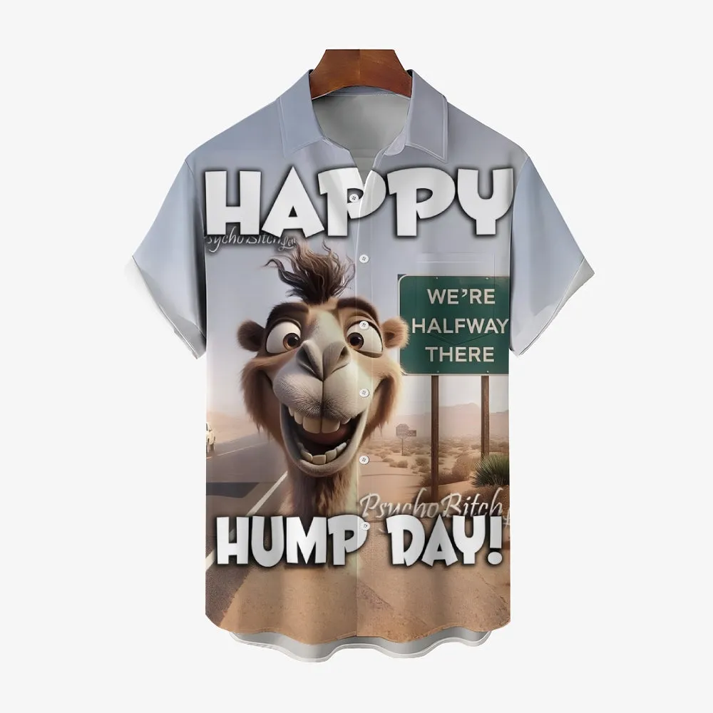Men's Retro Art Hump Day Carpe Diem Printing Short Sleeve Shirt 2501004650