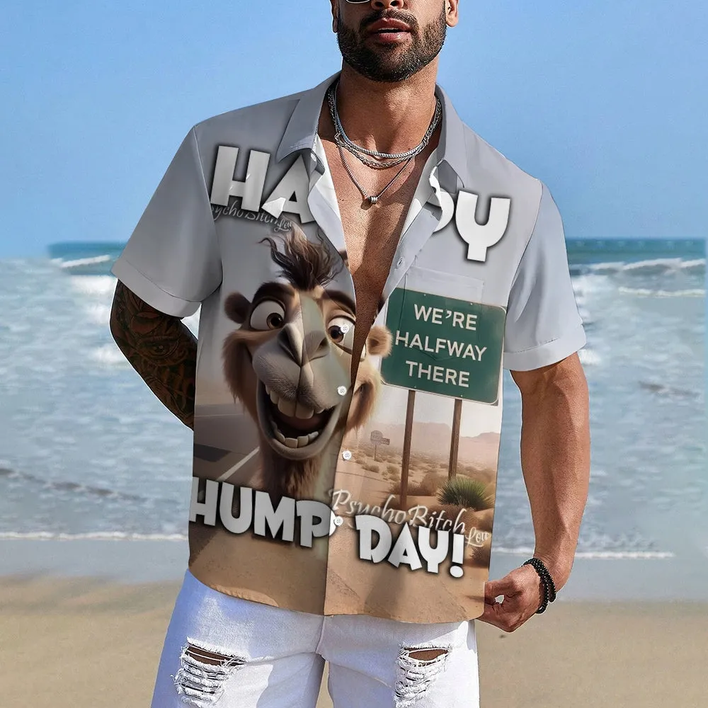 Men's Retro Art Hump Day Carpe Diem Printing Short Sleeve Shirt 2501004650