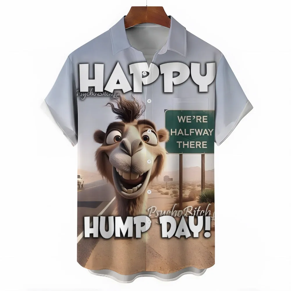 Men's Retro Art Hump Day Carpe Diem Printing Short Sleeve Shirt 2501004650