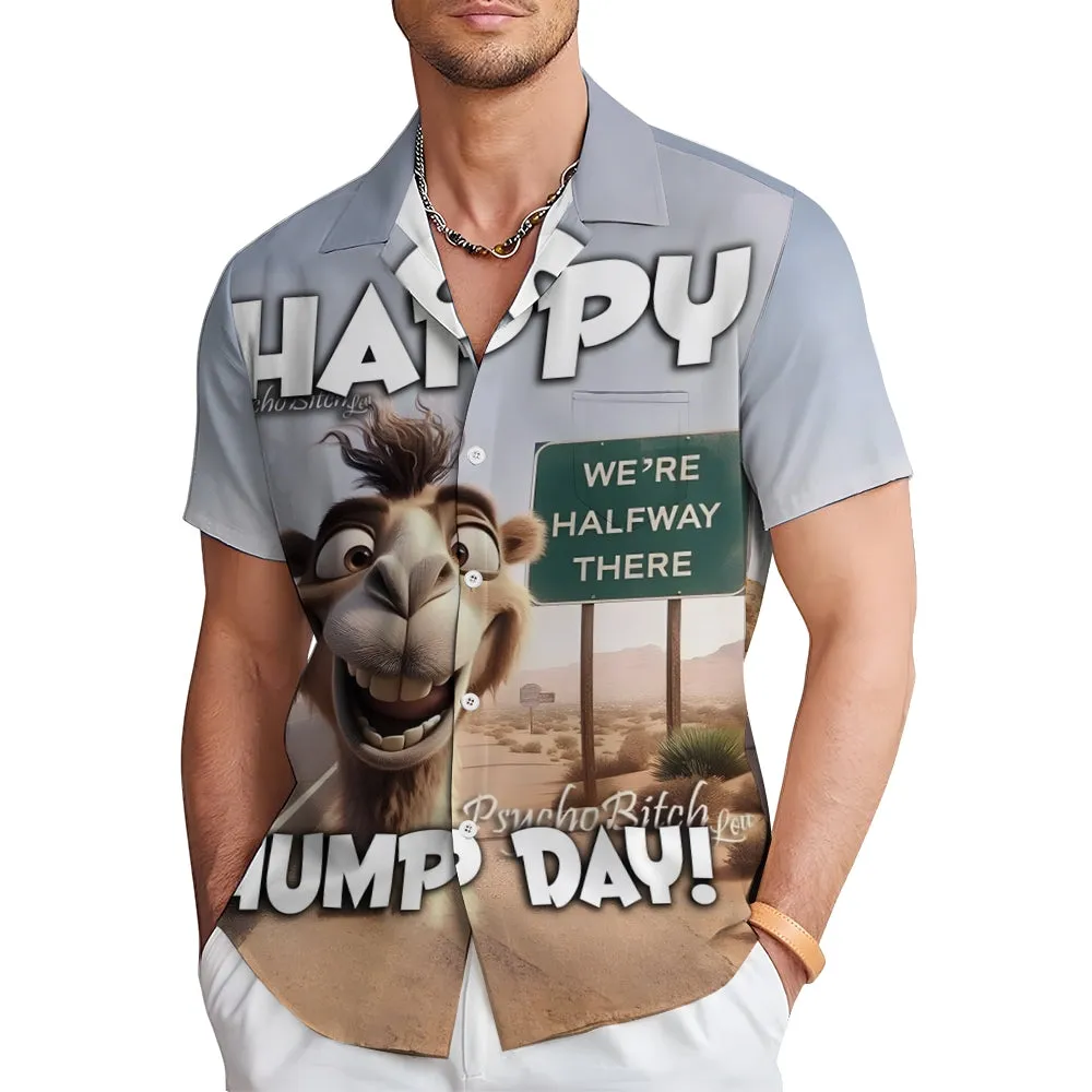 Men's Retro Art Hump Day Carpe Diem Printing Short Sleeve Shirt 2501004650