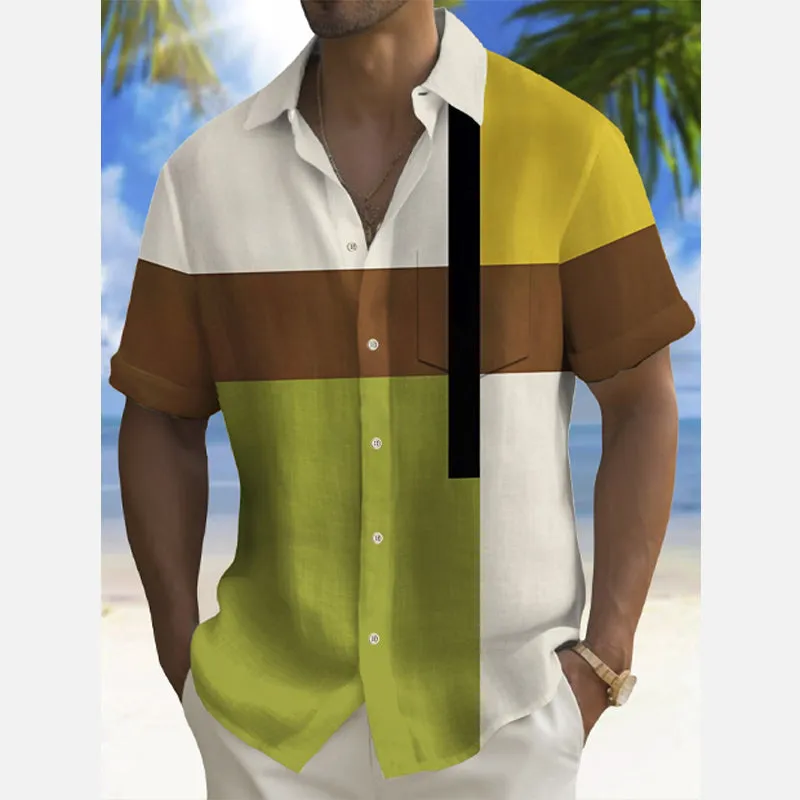Men's Vintage Mid Century Modern Geometric Print Shirt
