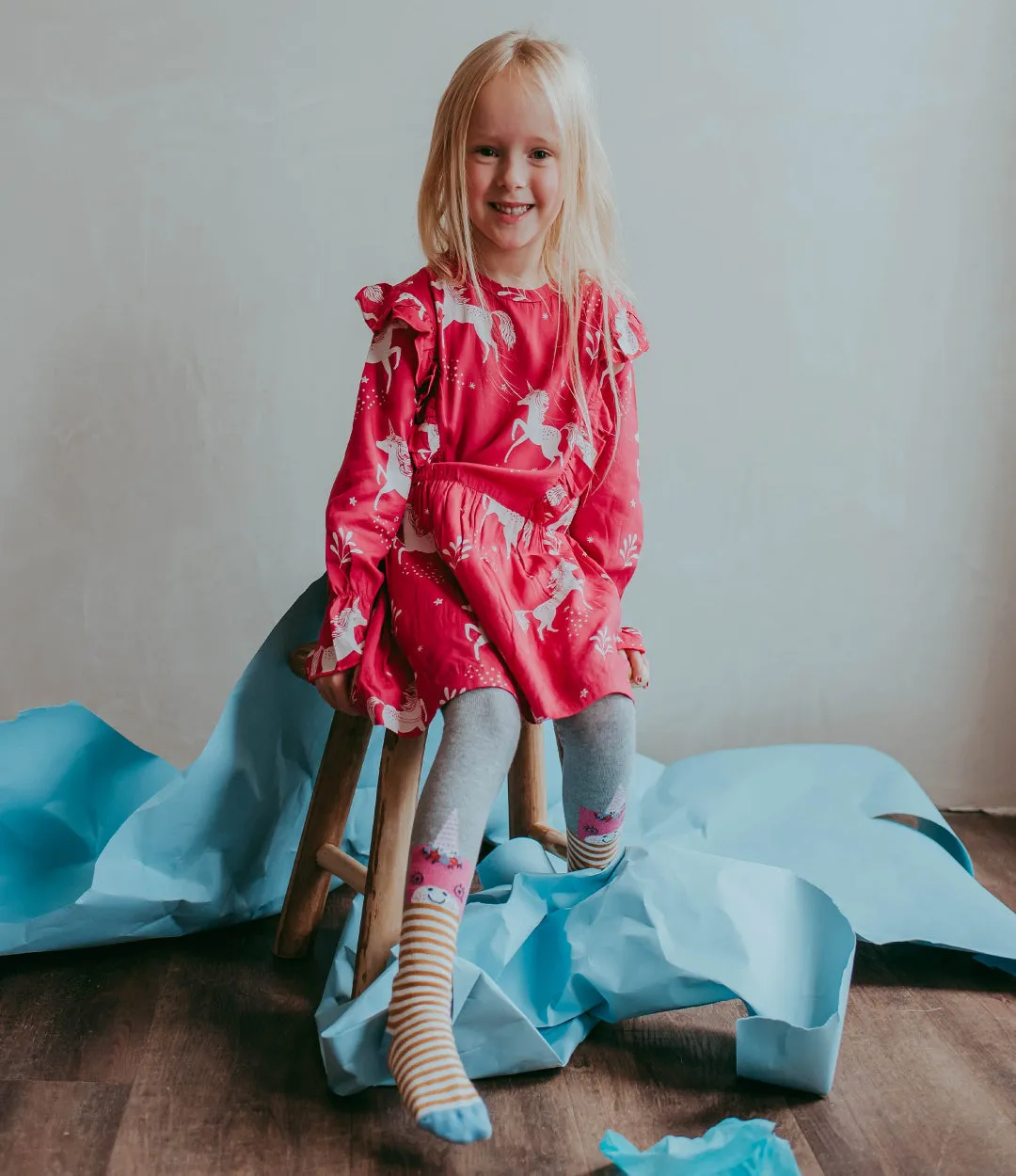 Multicoloured Unicorn Print Tights