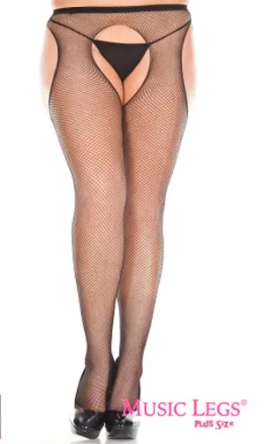 Music Legs Seamless Fishnet Suspender Pantyhose Plus Size ML903Q