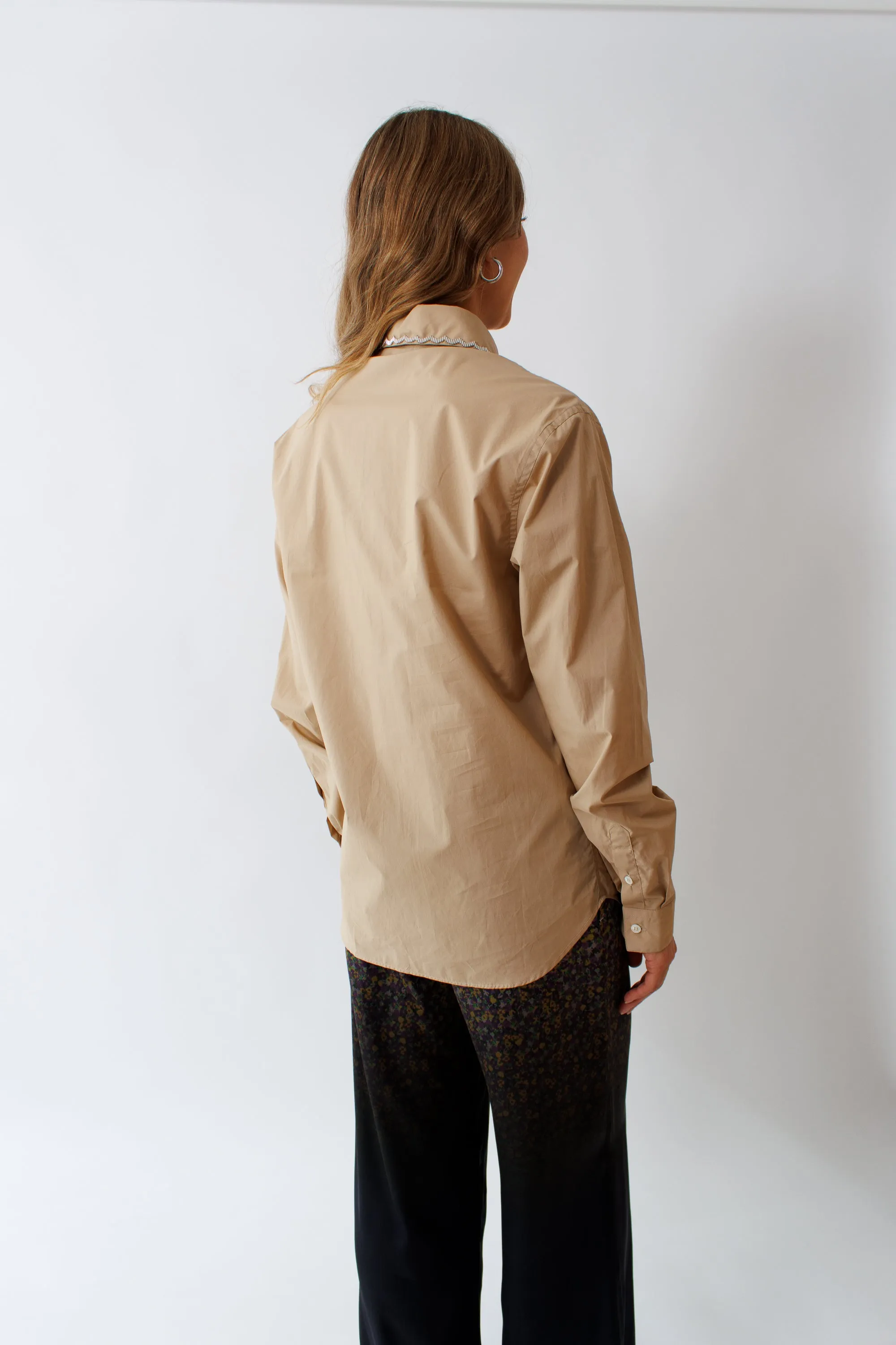 N°21 Beaded Collar Cotton Poplin Shirt