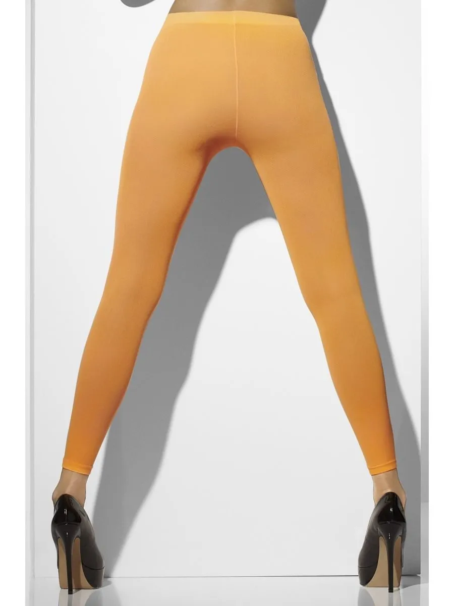Neon Orange Opaque Footless Tights
