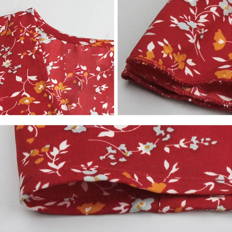 New Ladies Vintage Maxi Floral Print Summer Dress Women Slim Casual High Waist Button Bohemian Women Beach Dress Vestidos Female