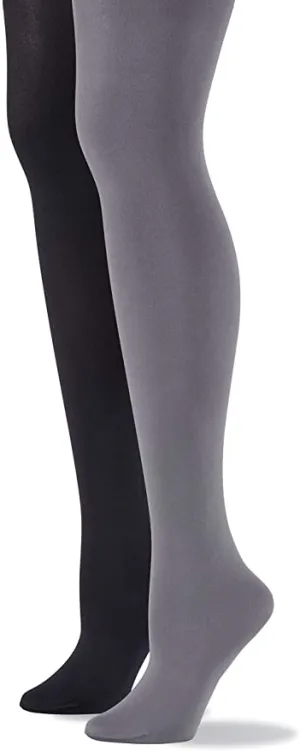 New No Nonsense womens Super-opaque Control-top Tightsm 1 pair blac, 1 steel grey. Sz XXL!