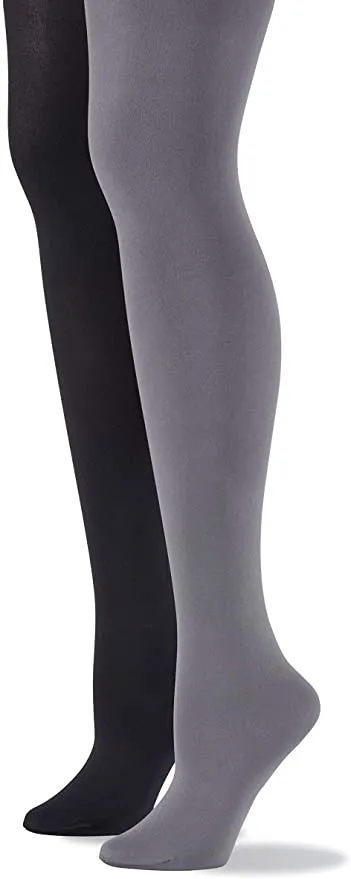 New No Nonsense womens Super-opaque Control-top Tightsm 1 pair blac, 1 steel grey. Sz XXL!
