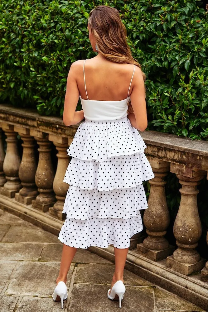New Polka Dot Laminated Cake Versatile Skirt