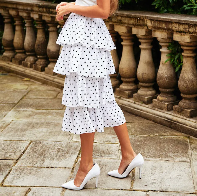 New Polka Dot Laminated Cake Versatile Skirt