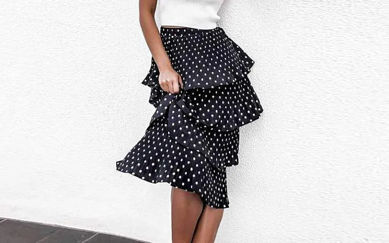 New Polka Dot Laminated Cake Versatile Skirt